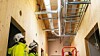GK har montert 70 meter med ombrukte ventilasjonskanaler på nye Aursmoen skole. Foto: GK.