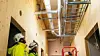 GK har montert 70 meter med ombrukte ventilasjonskanaler på nye Aursmoen skole. Foto: GK.