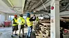 Her er Ventistål og Øst-Riv på befaring i et pilotprosjekt for ombruk av ventilasjonskanaler.